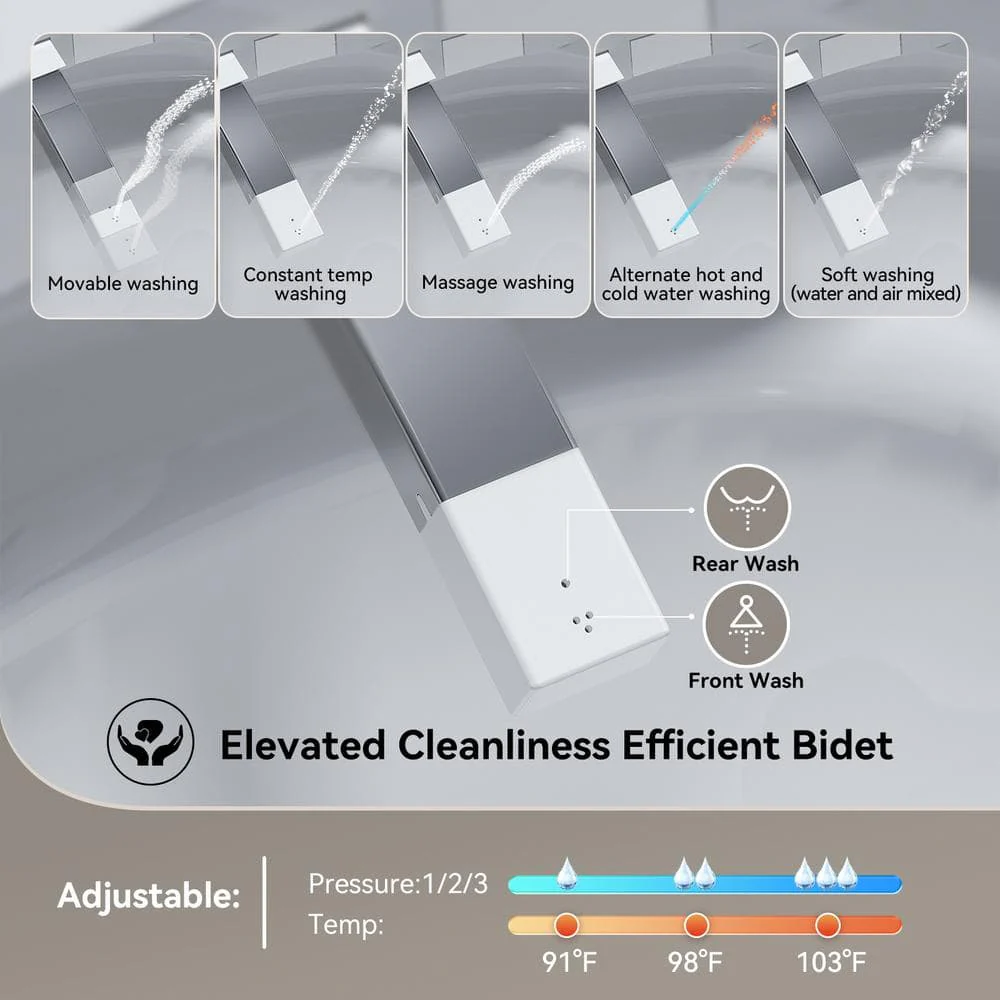 HOROW T03 Elongated Smart Toilet Bidet with Heated Seat and Auto Flush - Image 10