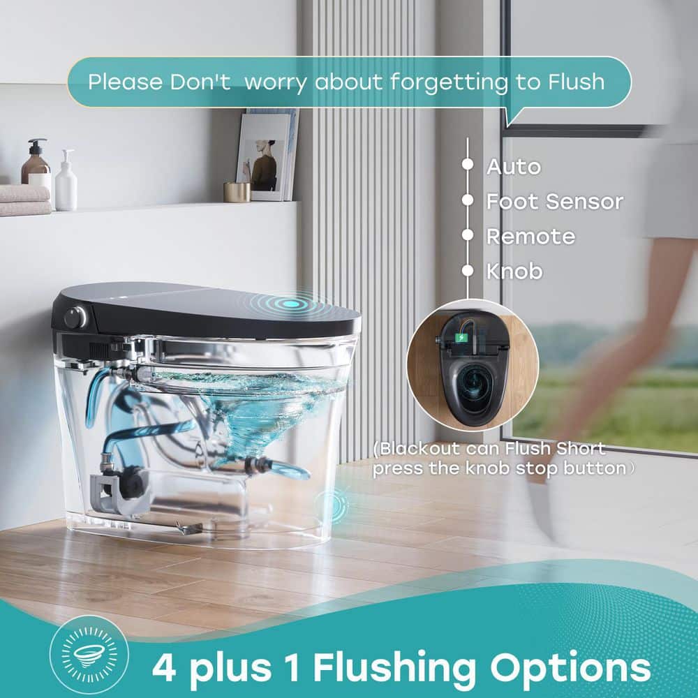 HOROW T36 Unique Black Smart Bidet Toilet with Auto Flush & LED Screen - Image 2