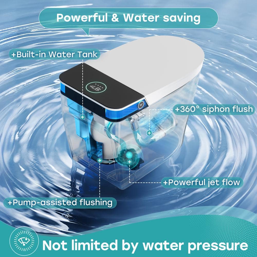 HOROW T38 Elegant Luxury Elongated Smart Bidet Toilet with Ambient Light in White - Image 3