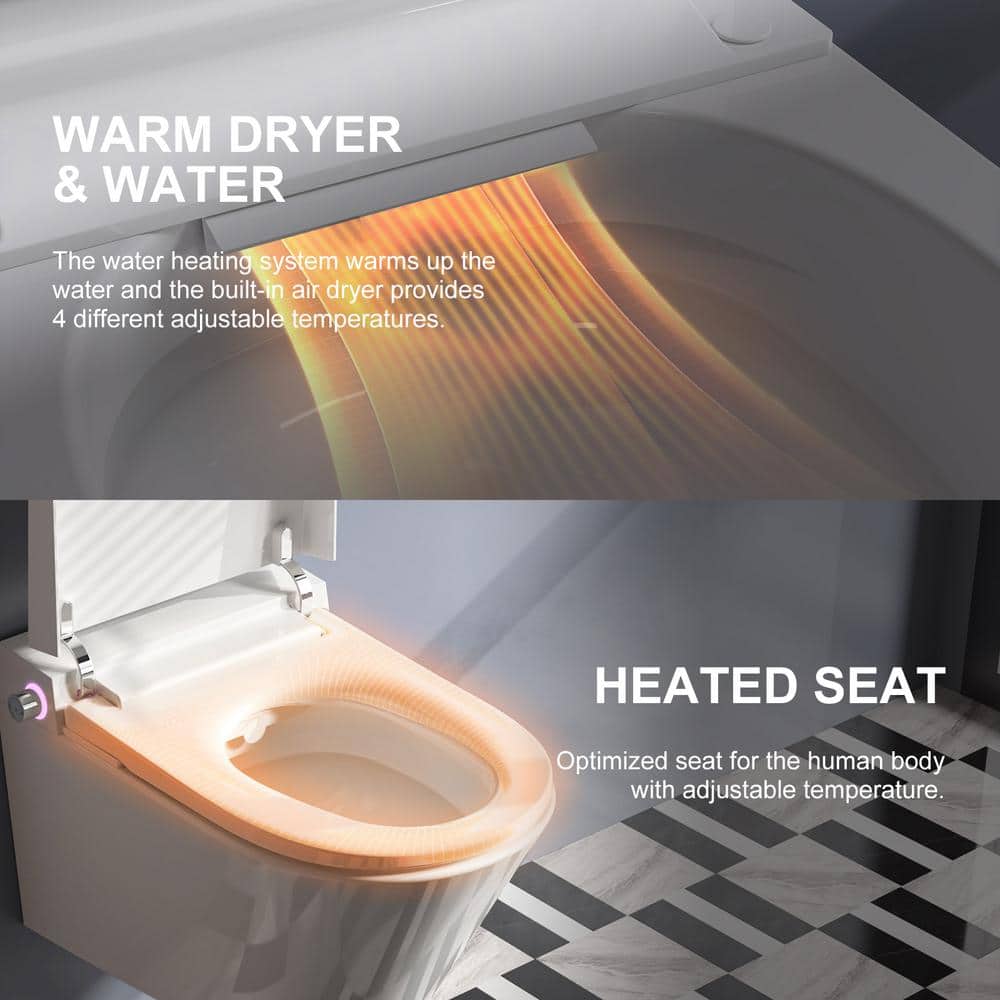 HOROW Wall Hung Elongated Smart Toilet Bidet with Night Light and Heated Seat - Image 7