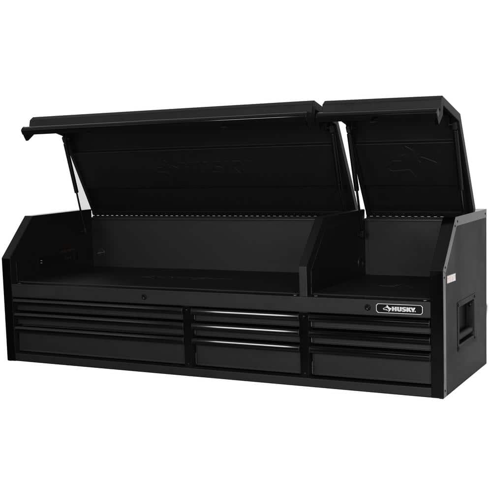Husky 72 in. Heavy Duty Matte Black Top Tool Chest with Power Strips and Soft-Close Drawers