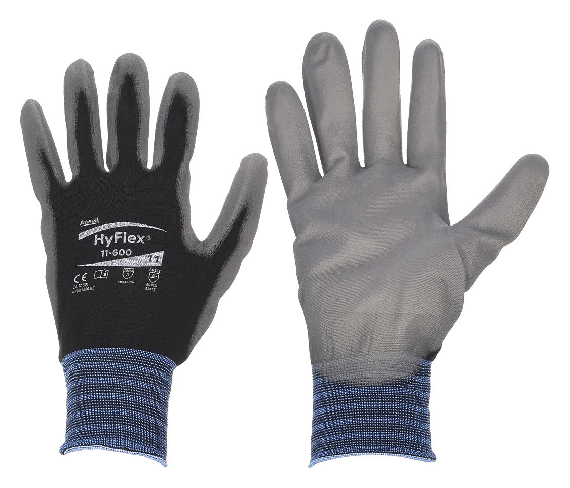 HYFLEX 11-600 Coated Gloves, XL, Polyurethane Palm Dipped