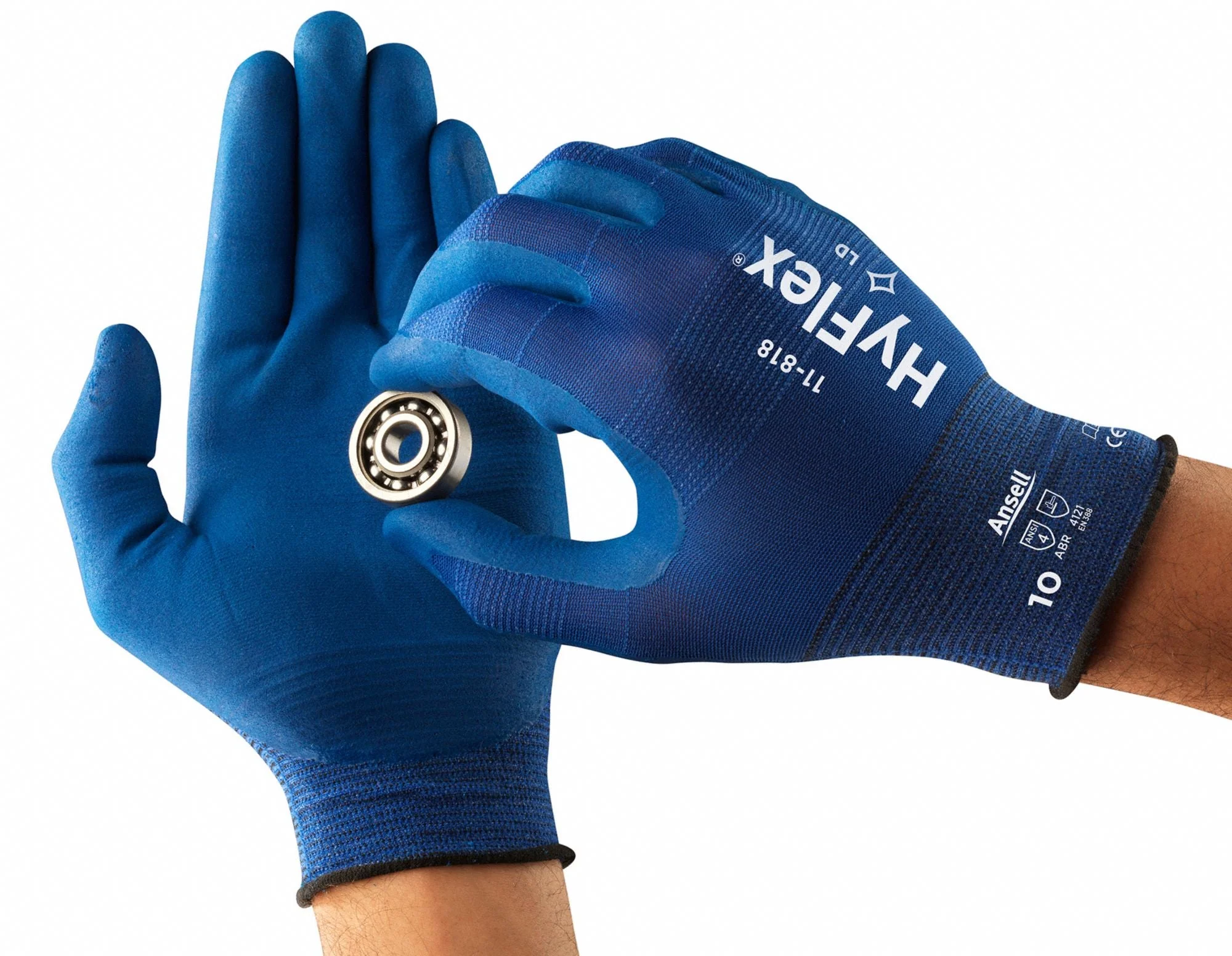 HYFLEX Foam Nitrile Coated Gloves, S, ANSI Level 4, Blue - Image 10