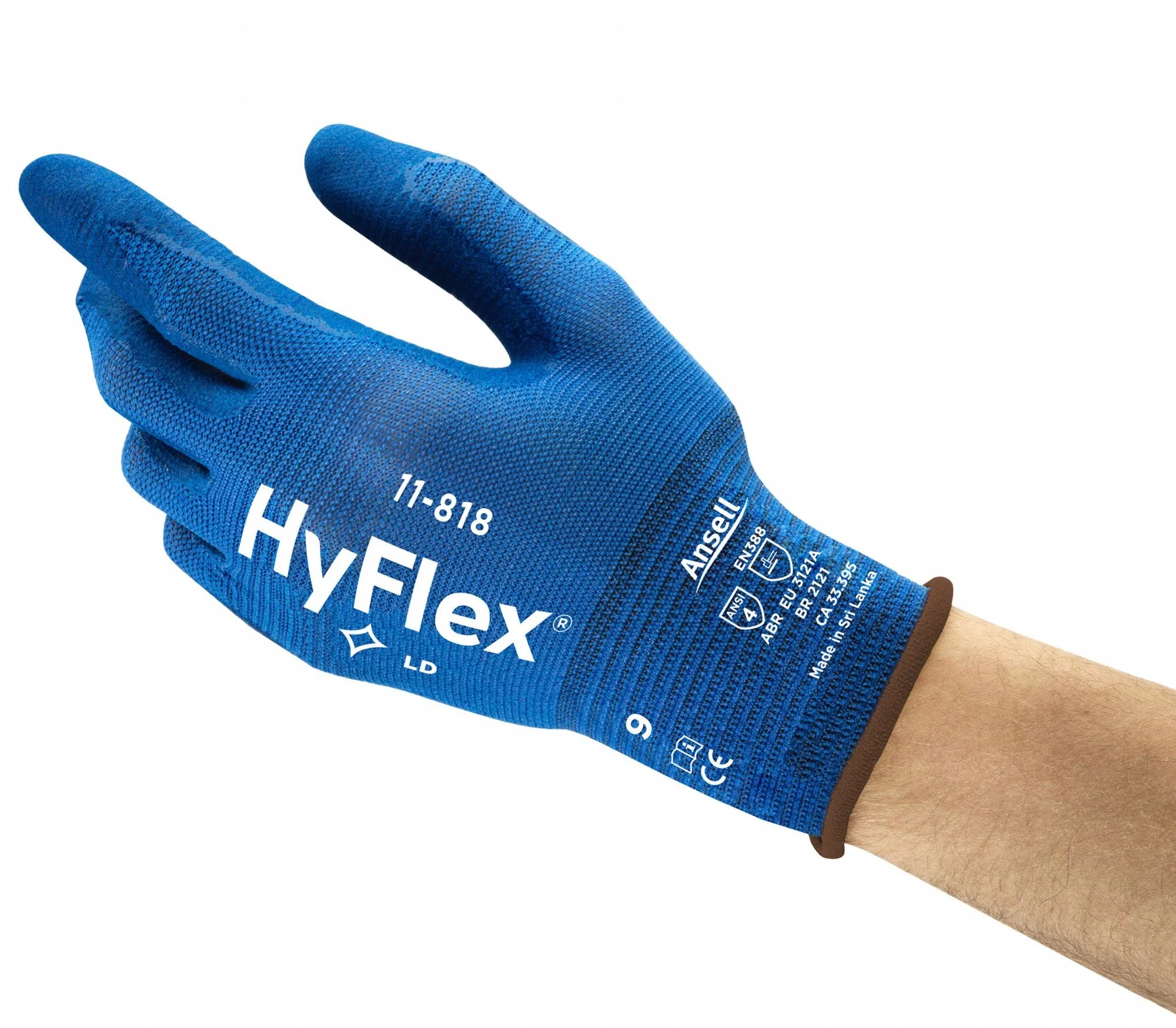 HYFLEX Foam Nitrile Coated Gloves, S, ANSI Level 4, Blue - Image 7