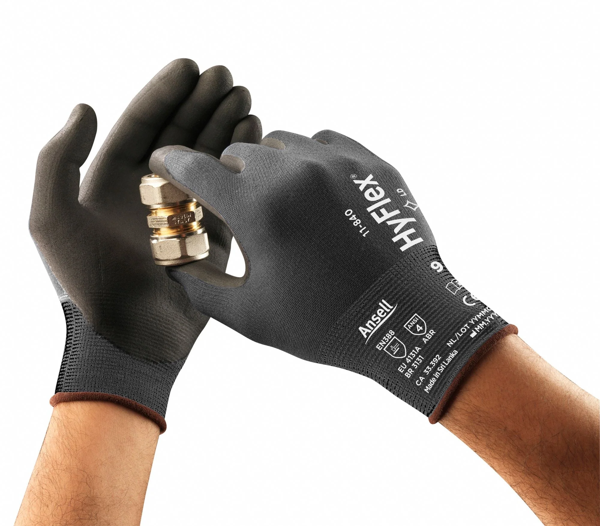 HYFLEX XS Gray Foam Nitrile Coated Gloves - ANSI Abrasion Level 4 - Image 3