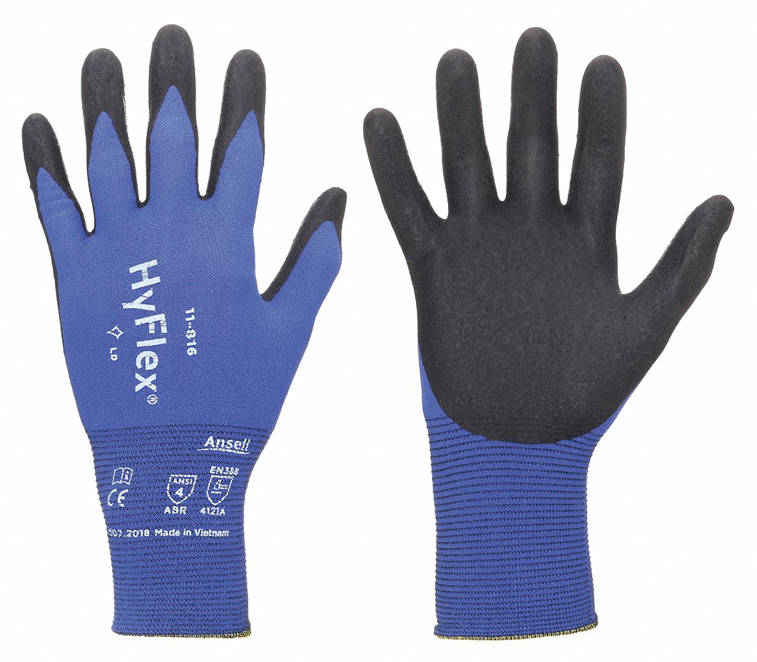 HYFLEX HyFlex 11-816 Coated Gloves, Large, Sandy Foam Nitrile, ANSI Abrasion Level 4