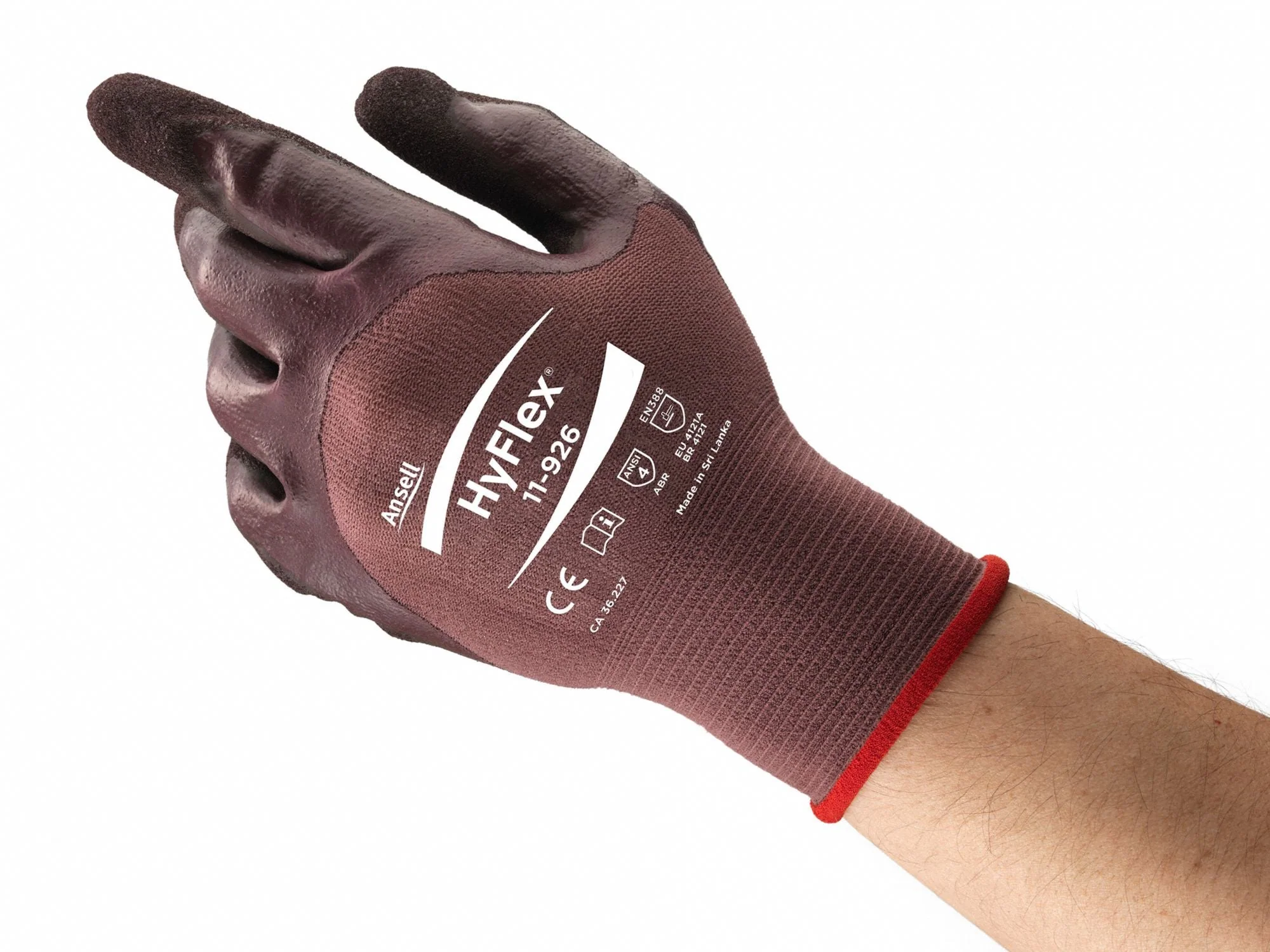 HYFLEX Nitrile Coated Gloves - 2XL, Purple, ANSI Abrasion Level 3 - Image 2
