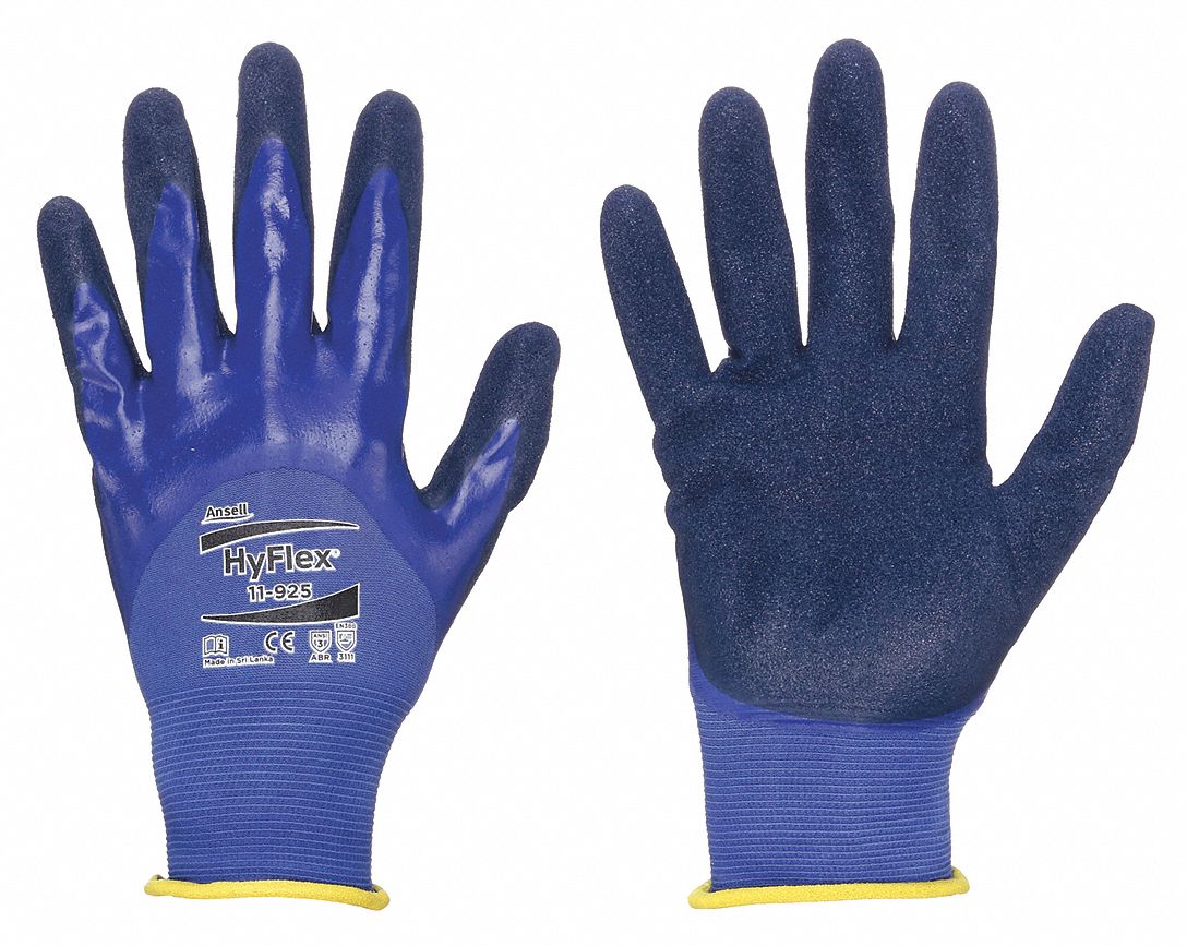 HYFLEX 11-925 Nitrile Coated Gloves, Small (7), Full Finger