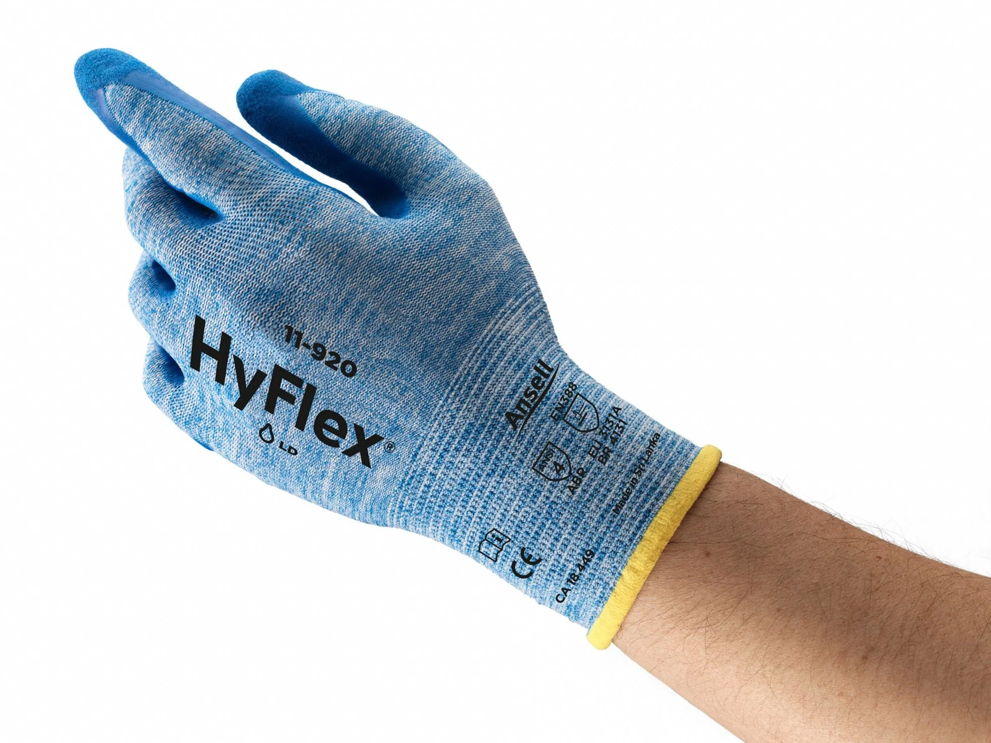HYFLEX Nitrile Coated Gloves - Sandy, Size S, ANSI Abrasion Level 4 - Image 2