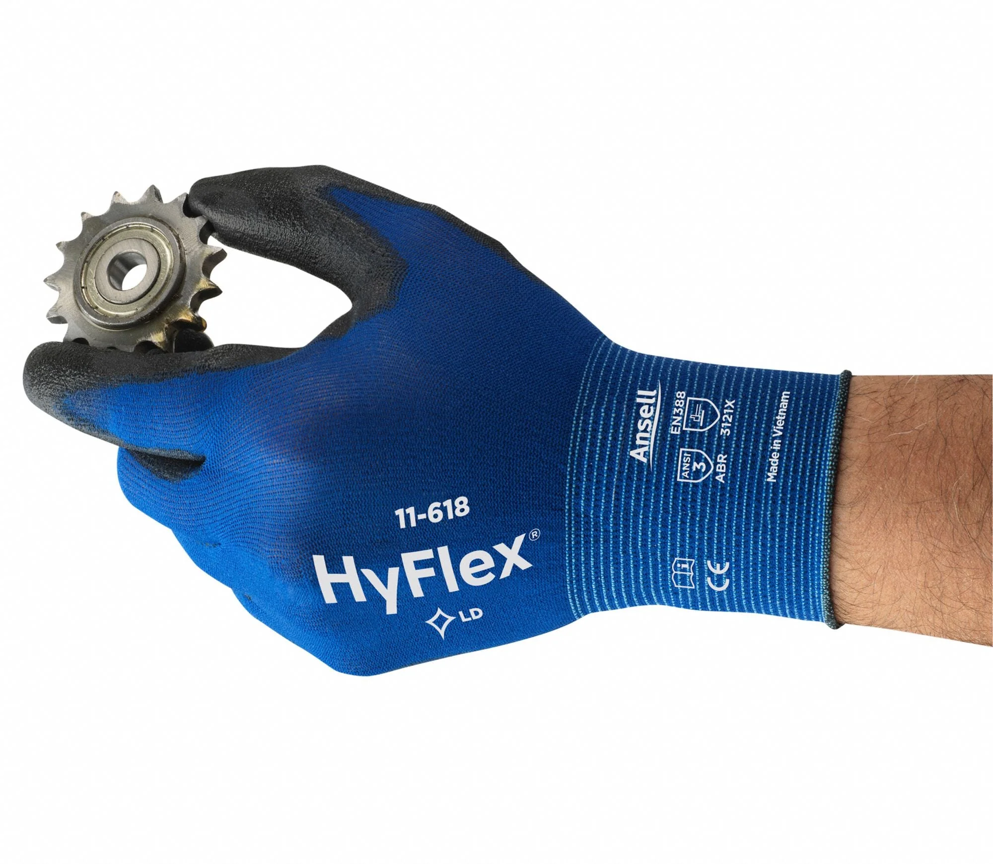 HYFLEX 11-618 Polyurethane Coated Gloves, Size S - Blue - Image 6