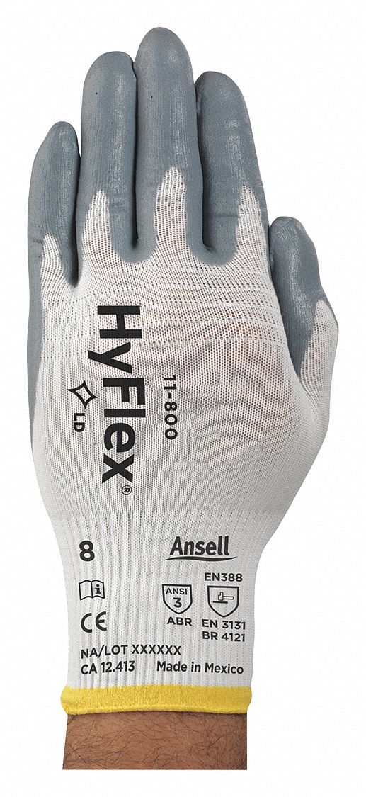 HYFLEX HyFlex 11-800 Foam Nitrile Coated Gloves, XL, ANSI Abrasion Level 3