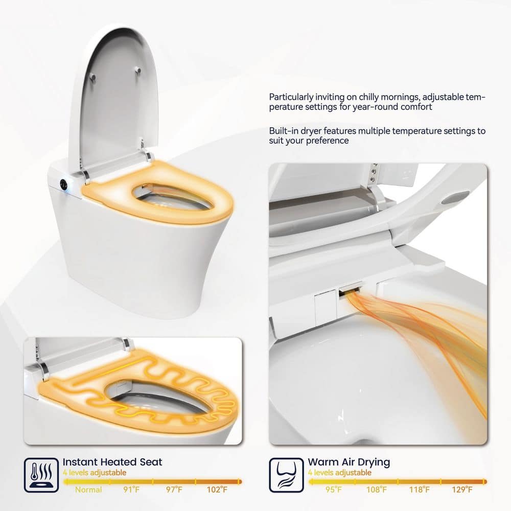 Intelligent Elongated Bidet Toilet with Foot Sensor and Heated Seat - Image 4