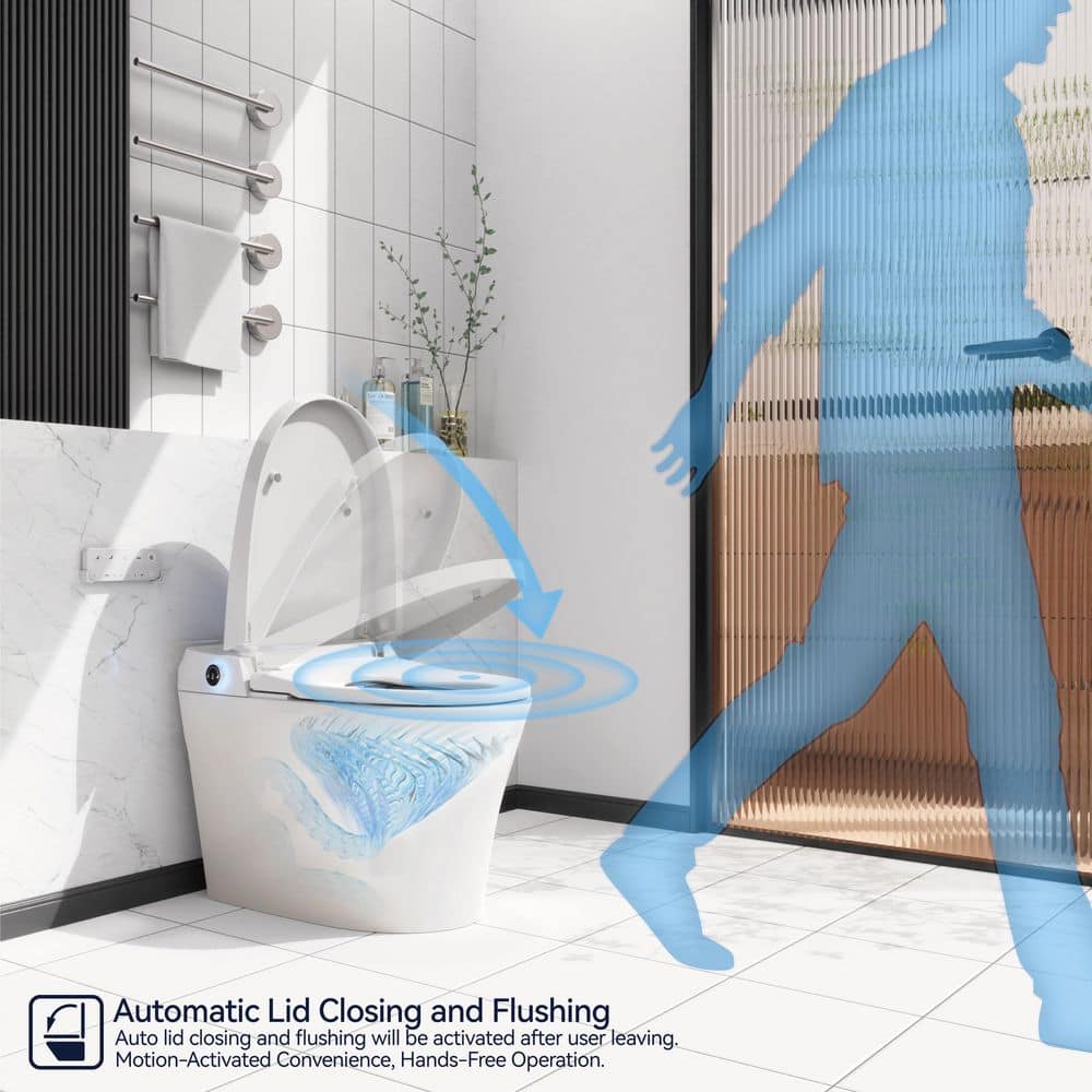 Intelligent Elongated Bidet Toilet with Foot Sensor and Heated Seat - Image 9