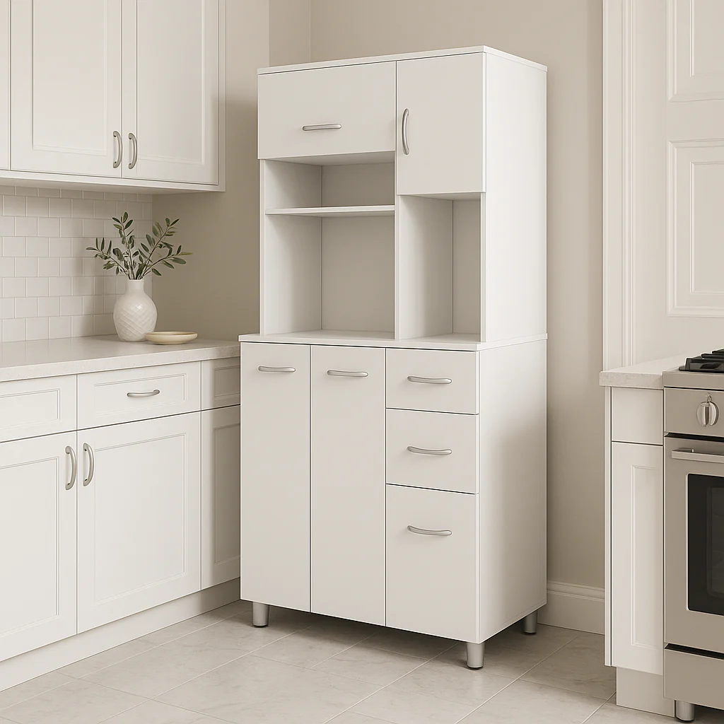 Inval Laricina Microwave Storage Utility Cabinet in White - Image 3