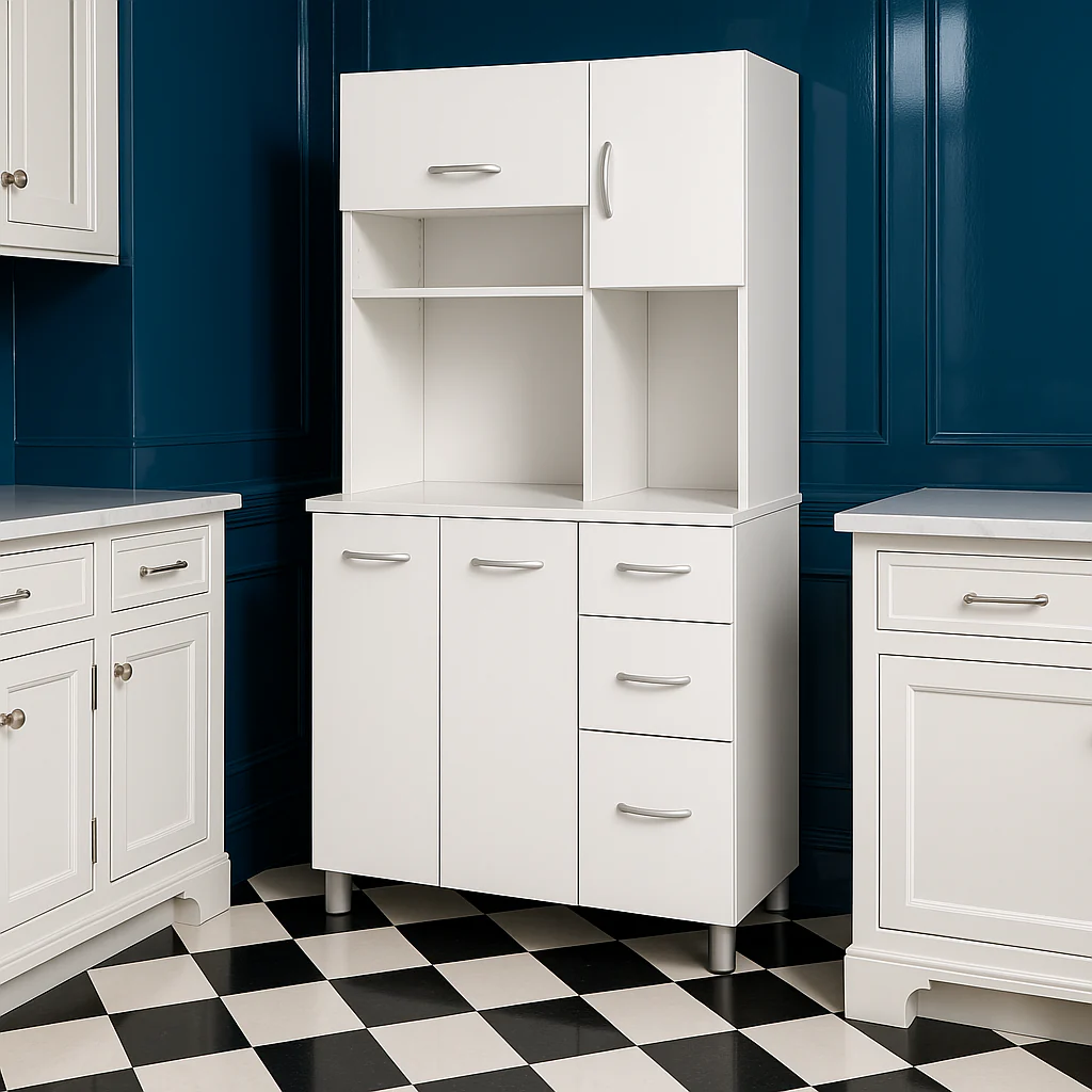 Inval Laricina Microwave Storage Utility Cabinet in White - Image 4