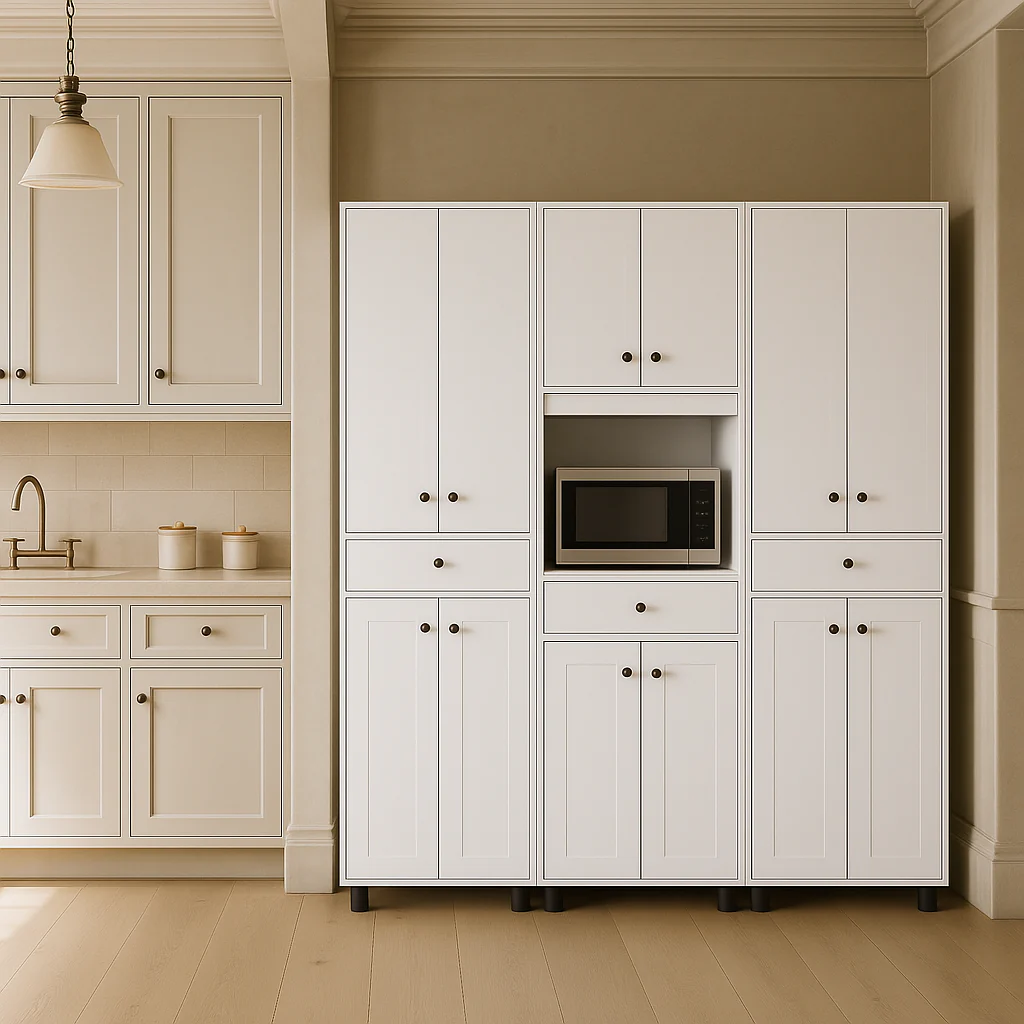Inval Ready to Assemble Kitchen Storage Utility Cabinet, White, 3-Piece - Image 3