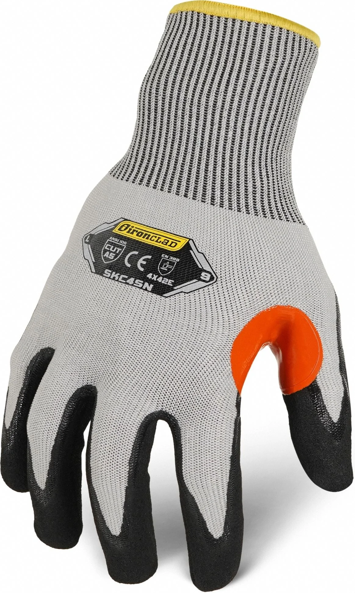 IRONCLAD Knit Work Glove - Extra Small, ANSI Level 4, Nitrile Palm