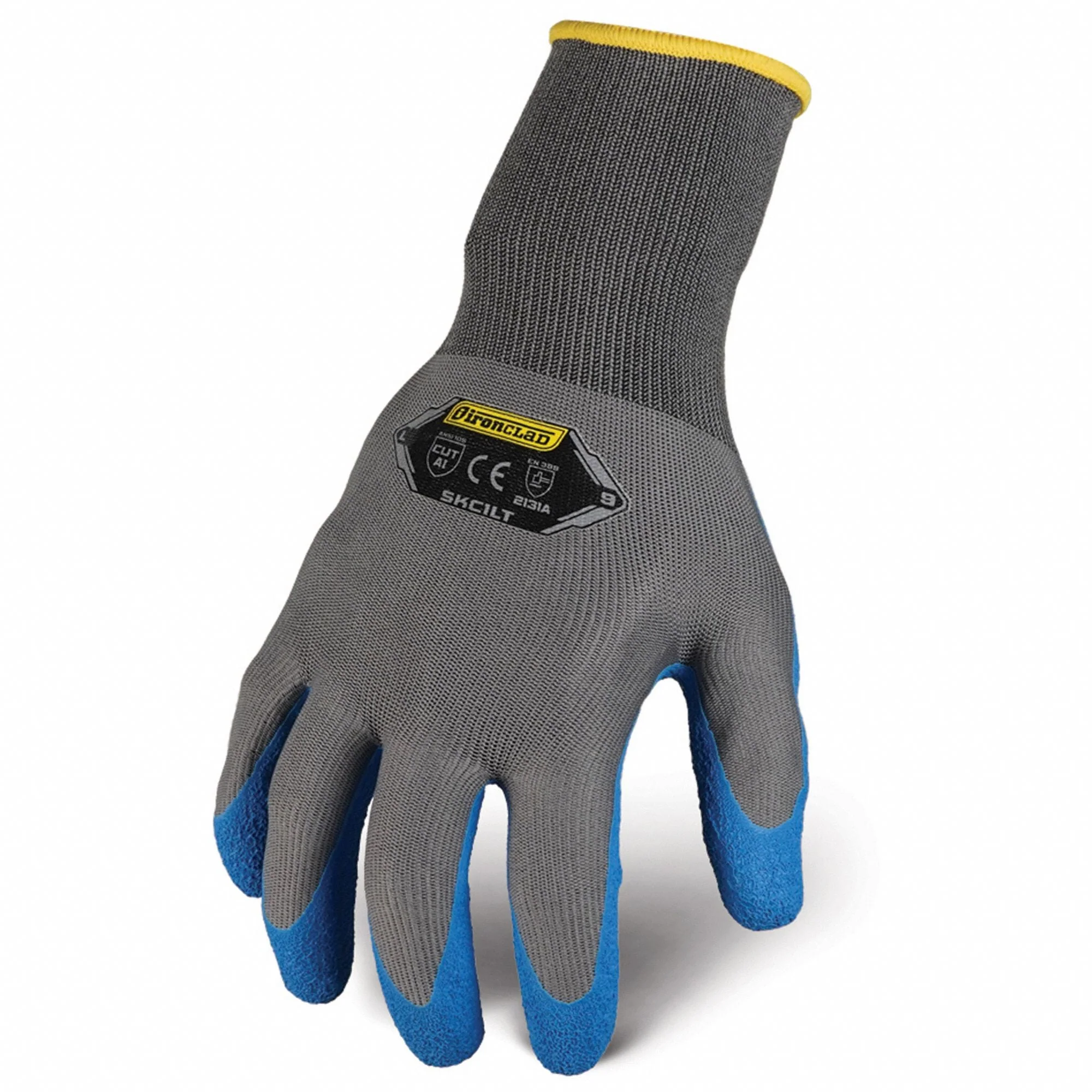 IRONCLAD PERFORMANCE WEAR Knit Gloves M-8 Crinkle Latex Dipped Full Finger