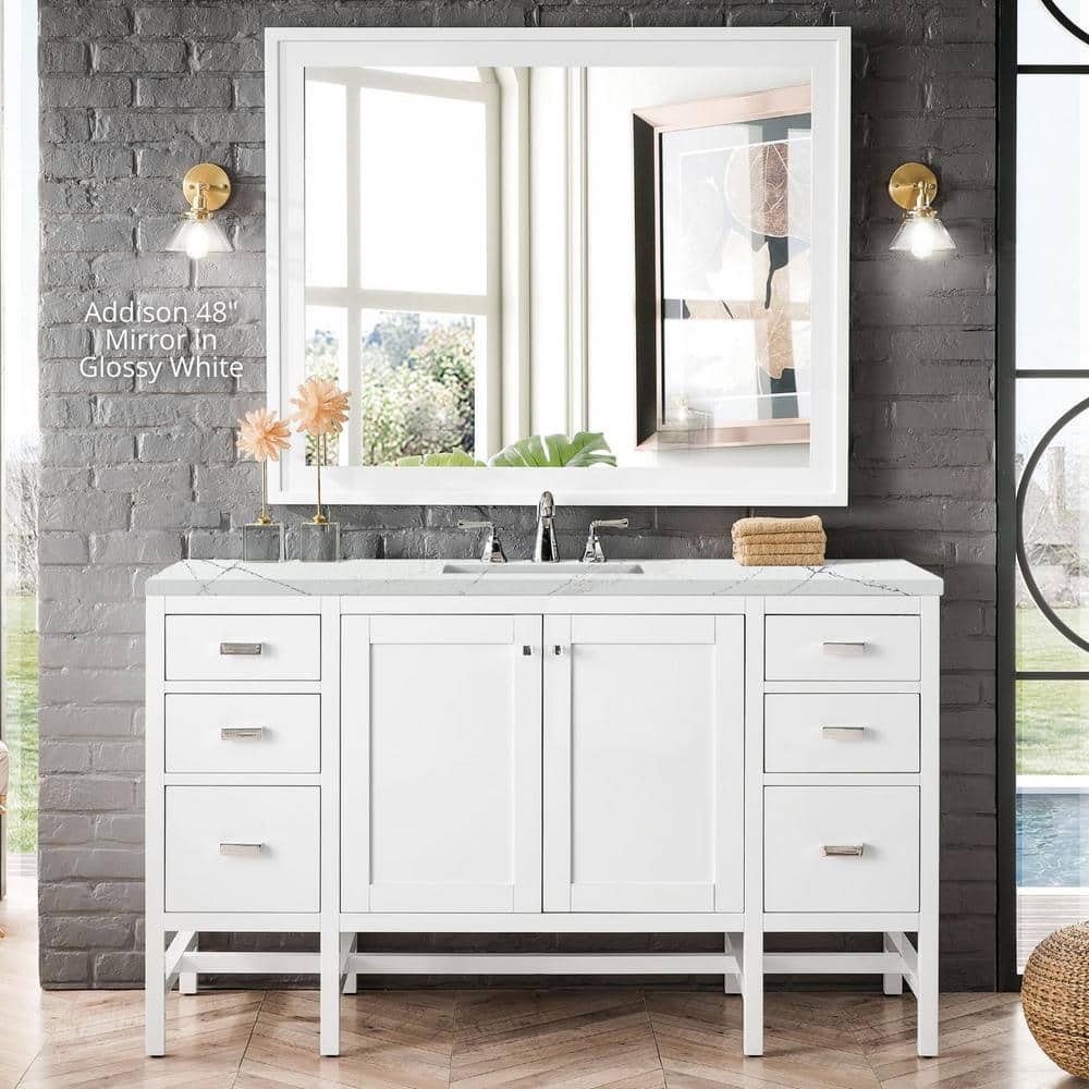 James Martin Vanities Addison 36" x 39" Glossy White Bathroom Vanity Mirror - Image 4