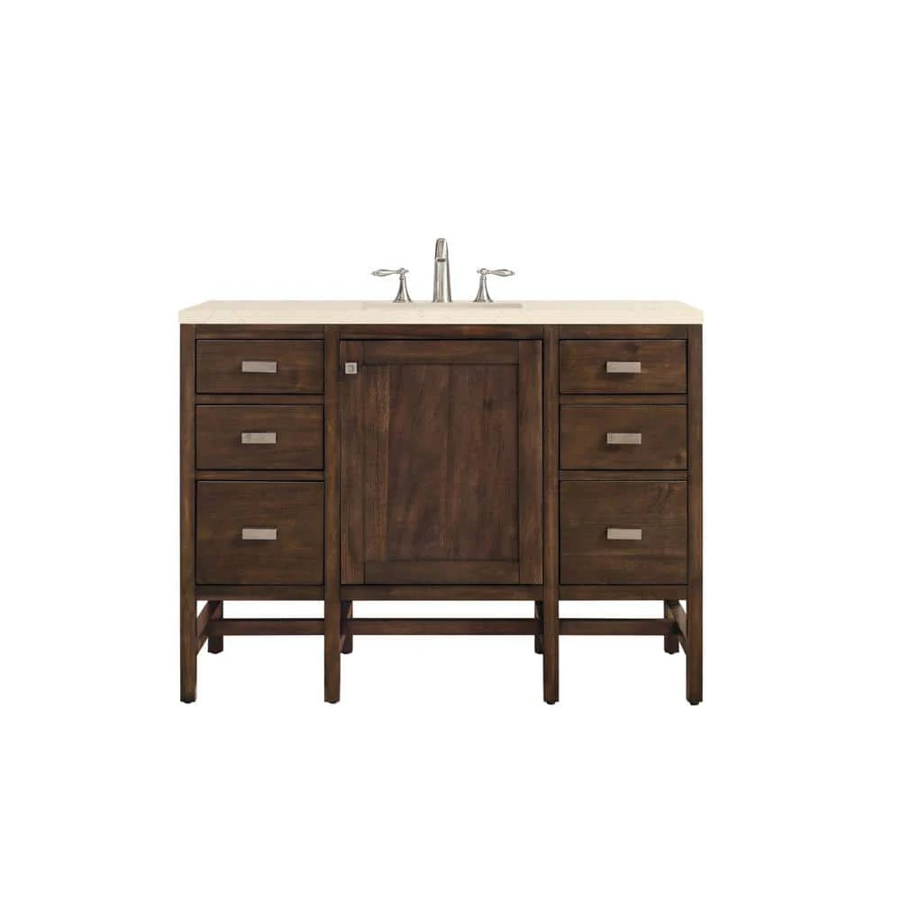James Martin Vanities Addison 48-inch Bath Vanity in Mid-Century Acacia with Quartz Top