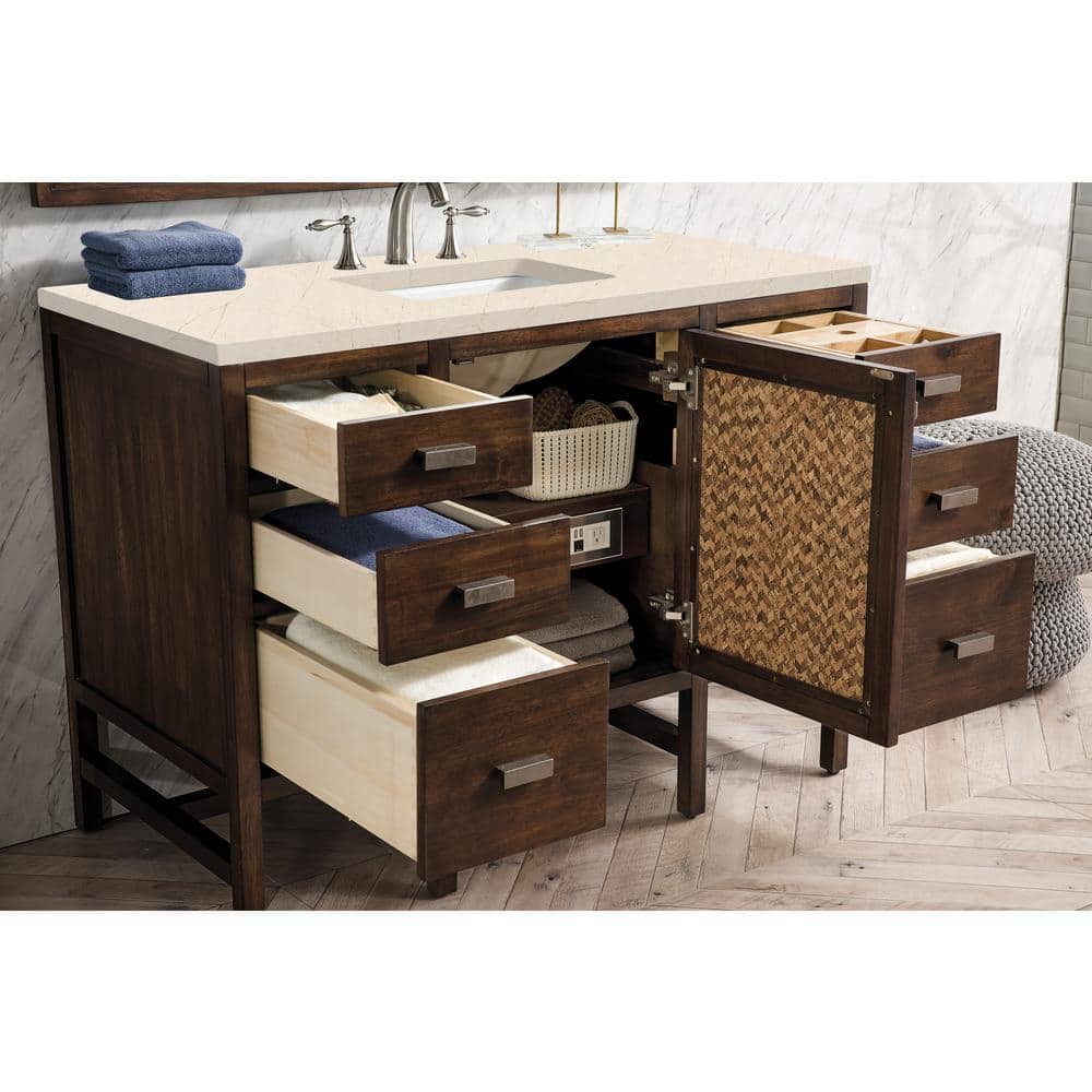 James Martin Vanities Addison 48-inch Bath Vanity in Mid-Century Acacia with Quartz Top - Image 3