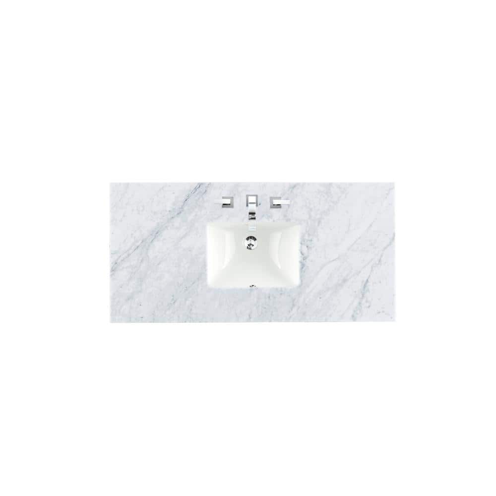 James Martin Vanities Addison 48" Single Vanity in Mid Century Acacia with Carrara Marble Top - Image 2