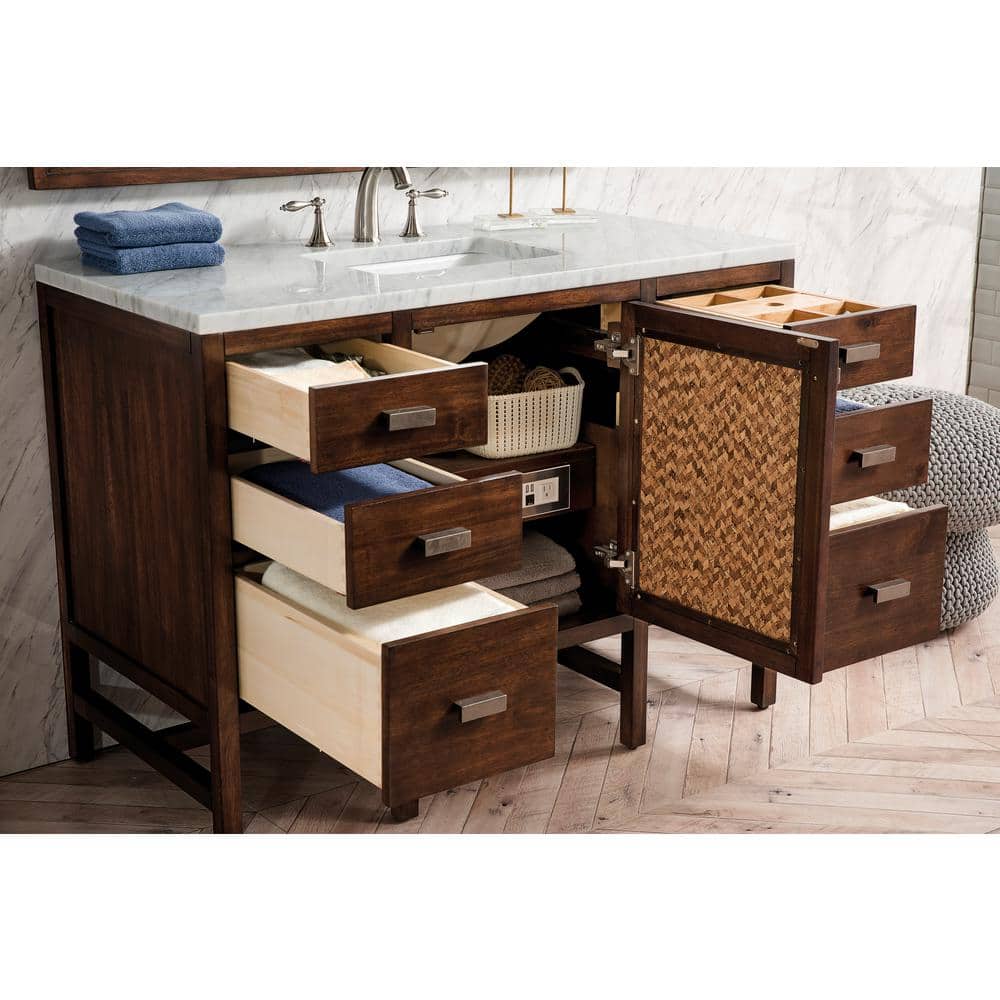 James Martin Vanities Addison 48" Single Vanity in Mid Century Acacia with Carrara Marble Top - Image 3