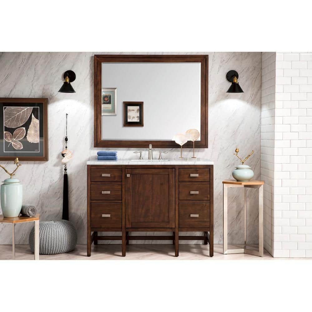 James Martin Vanities Addison 48" Single Vanity in Mid Century Acacia with Carrara Marble Top - Image 4