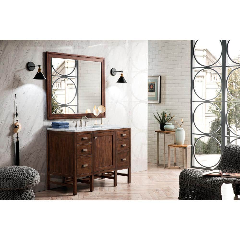 James Martin Vanities Addison 48" Single Vanity in Mid Century Acacia with Carrara Marble Top - Image 5