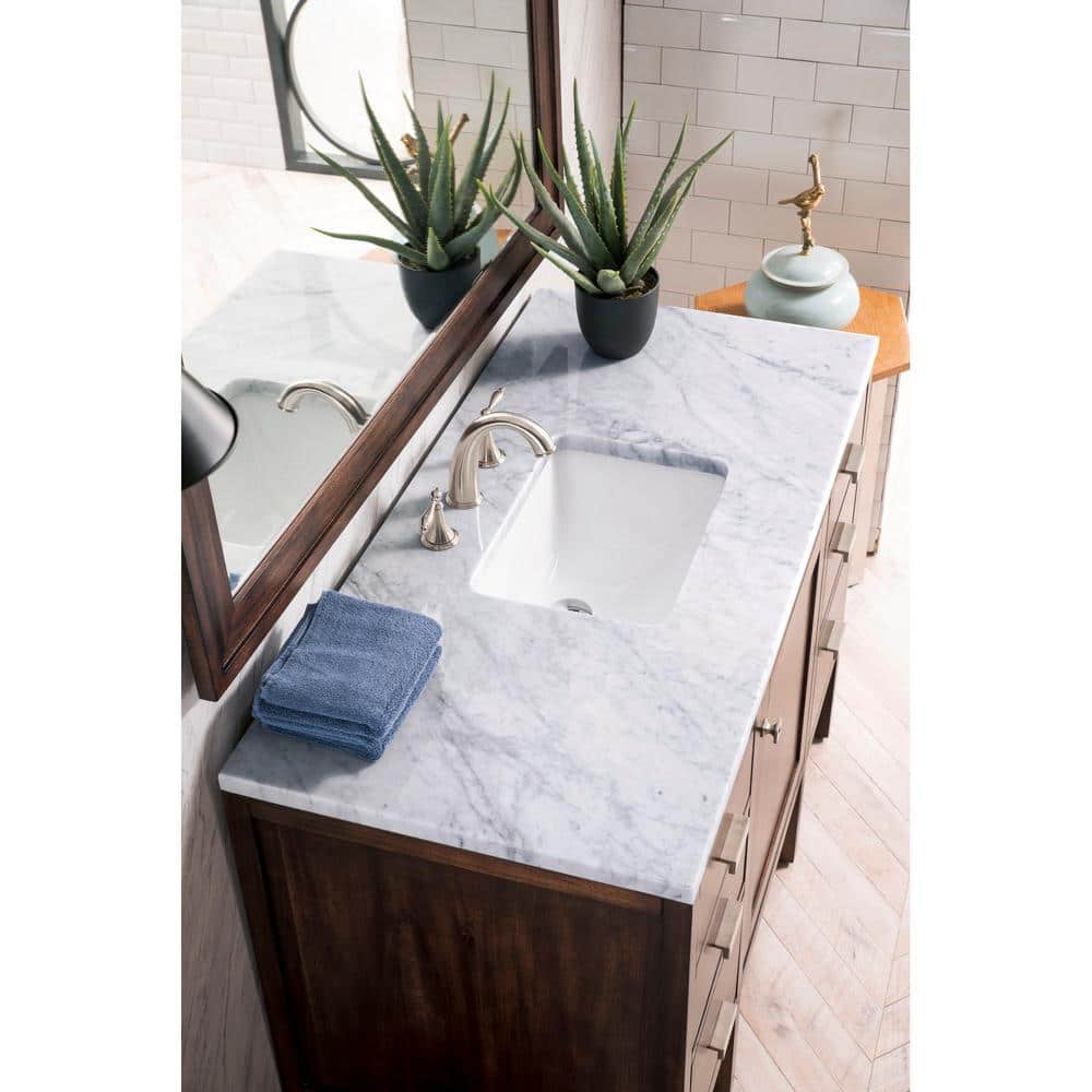 James Martin Vanities Addison 48" Single Vanity in Mid Century Acacia with Carrara Marble Top - Image 7