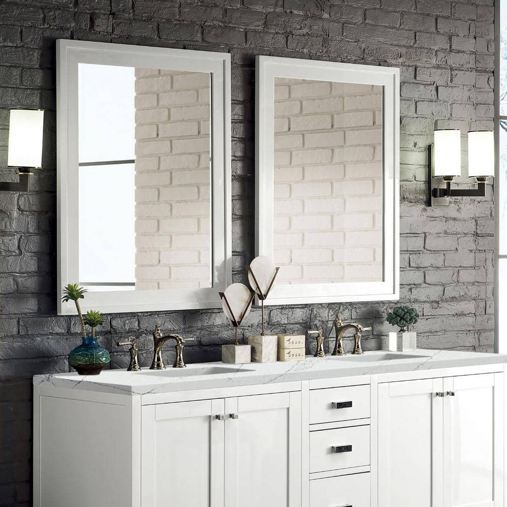 James Martin Vanities Addison 48" x 39" Glossy White Vanity Mirror - Image 3