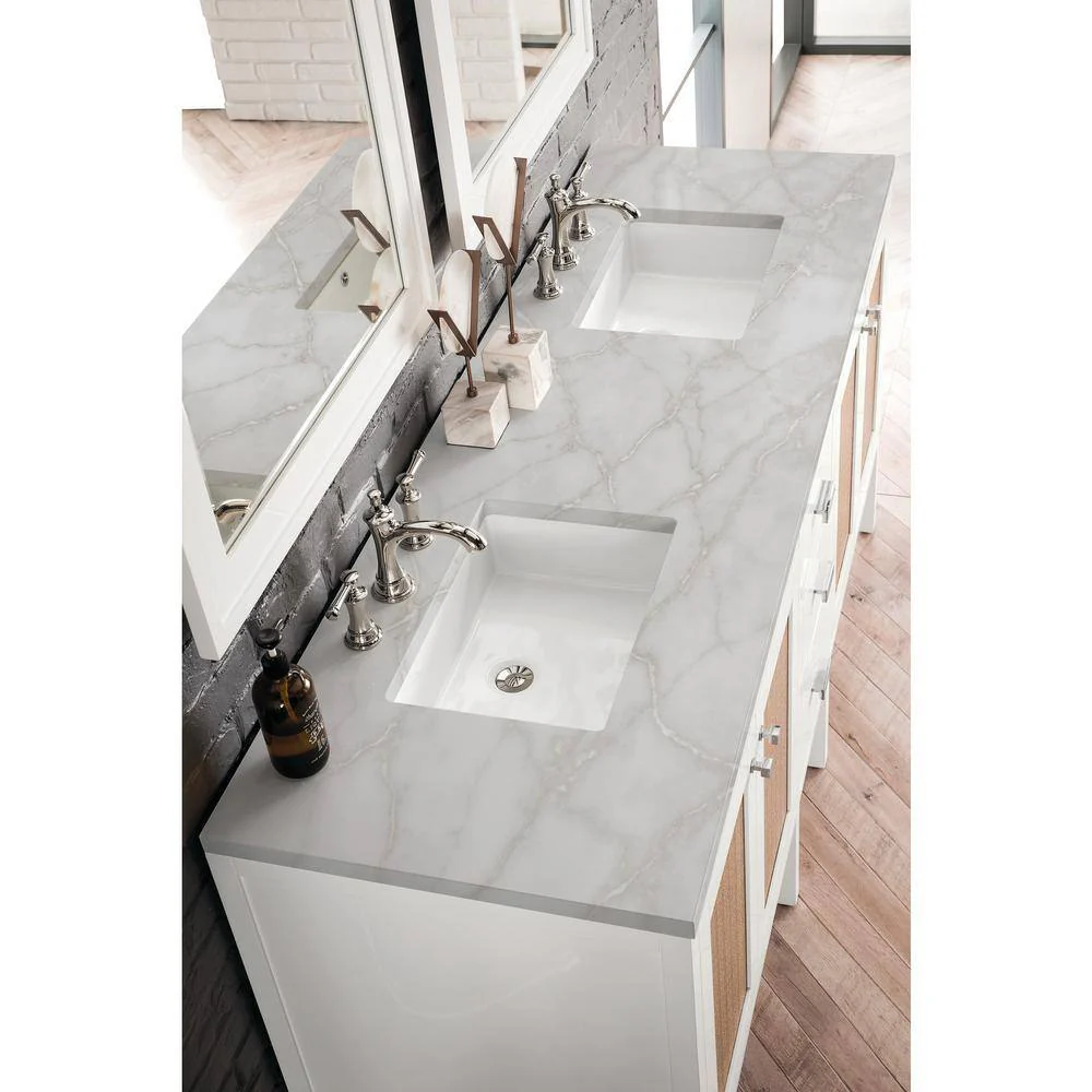James Martin Vanities Addison 72" Double Bathroom Vanity in Glossy White with Quartz Top - Image 5