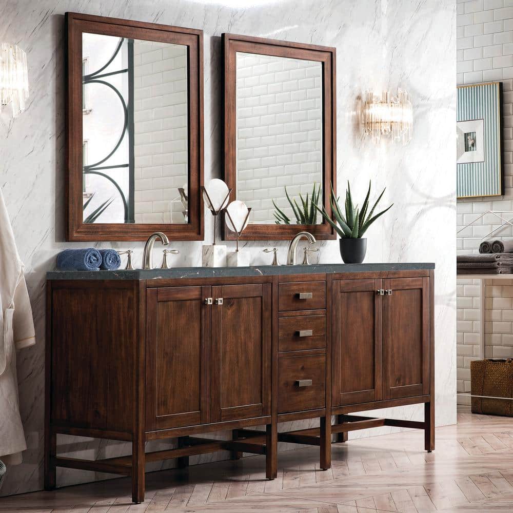 James Martin Vanities Addison 72" Double Vanity in Mid-Century Acacia with Parisien Bleu Quartz Top - Image 3