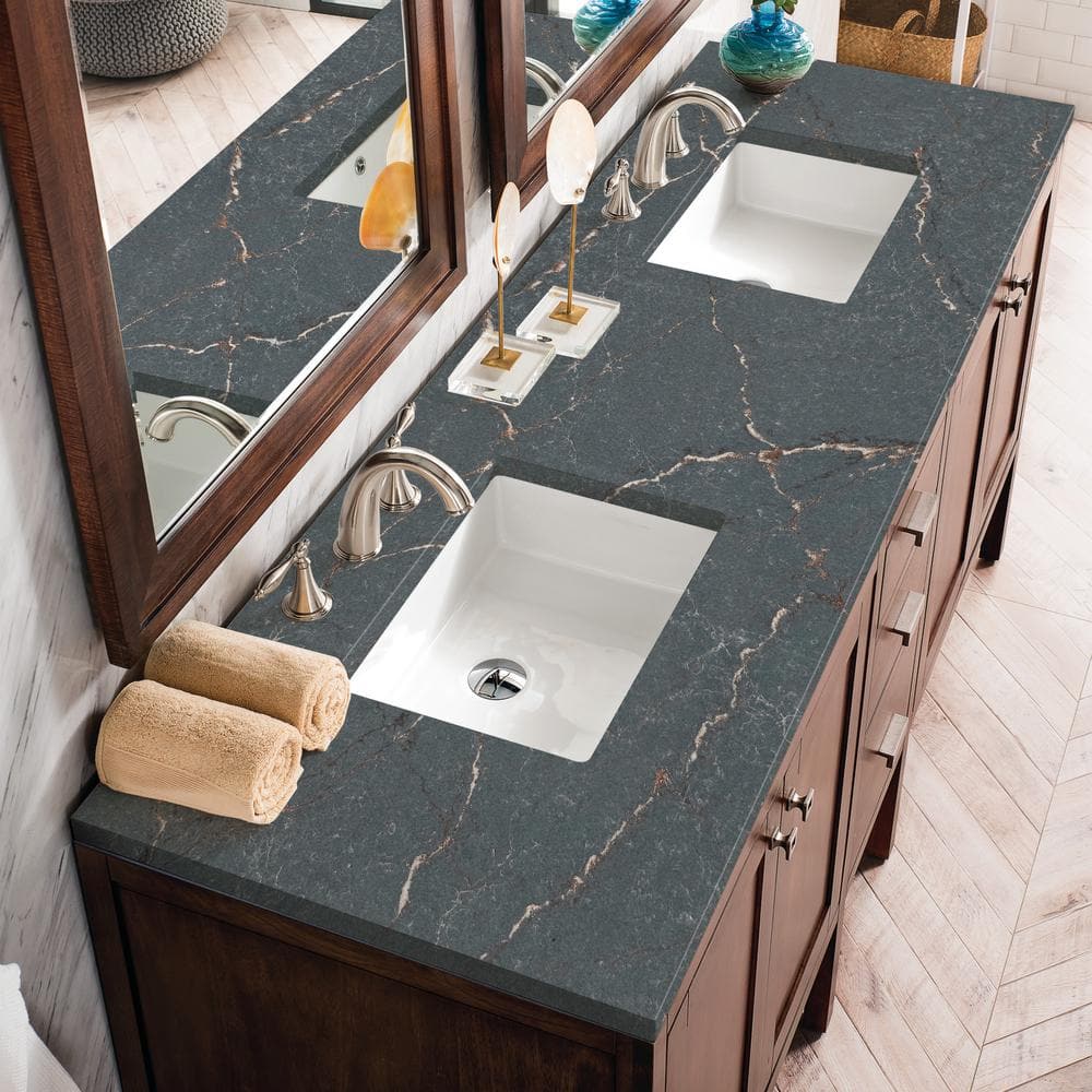 James Martin Vanities Addison 72" Double Vanity in Mid-Century Acacia with Parisien Bleu Quartz Top - Image 5