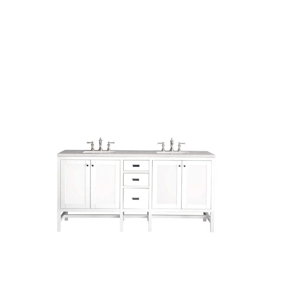 James Martin Vanities Addison 72-inch Glossy White Bath Vanity with Arctic Fall Top