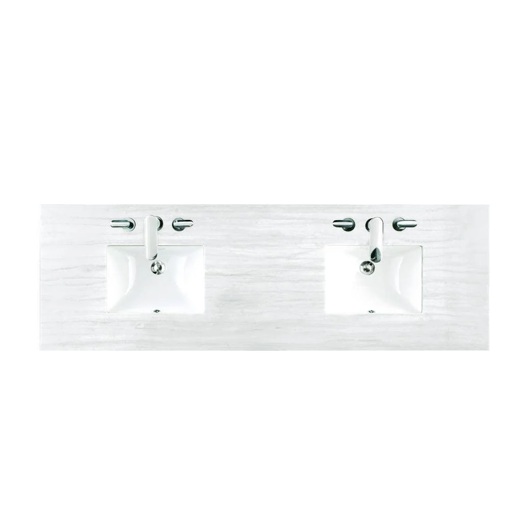 James Martin Vanities Addison 72-inch Glossy White Bath Vanity with Arctic Fall Top - Image 2
