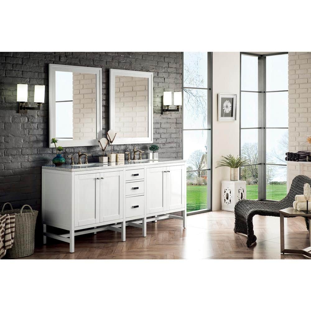 James Martin Vanities Addison 72-inch Glossy White Bath Vanity with Arctic Fall Top - Image 4