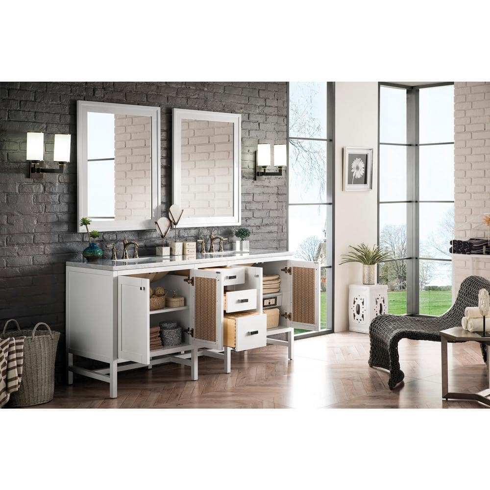 James Martin Vanities Addison 72-inch Glossy White Bath Vanity with Arctic Fall Top - Image 6