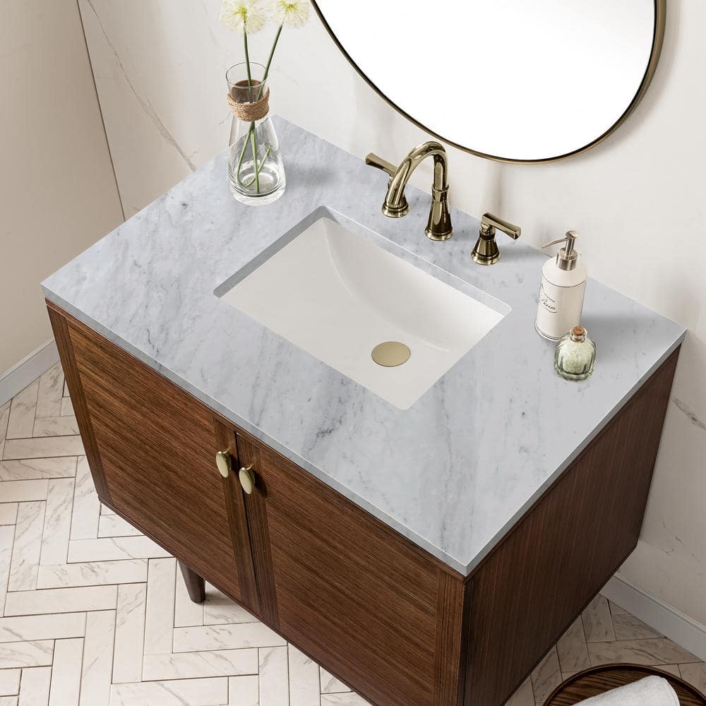 James Martin Vanities Amberly 36" Bathroom Vanity with Carrara Marble Top - Image 4