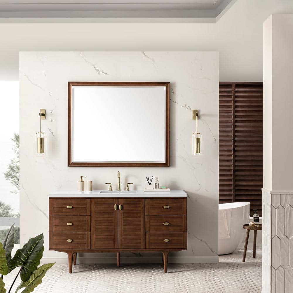 James Martin Vanities Amberly 60" Bathroom Vanity in Walnut with Quartz Top - Image 7