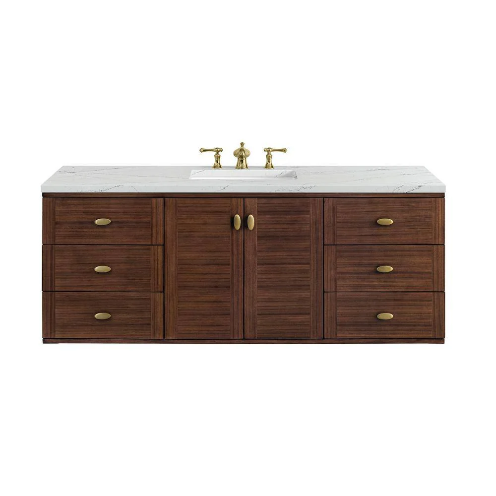 James Martin Vanities Amberly 60" Bathroom Vanity in Walnut with Quartz Top - Image 4