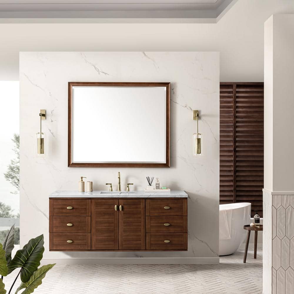 James Martin Vanities Amberly 60" Bathroom Vanity in Walnut with Quartz Top - Image 6