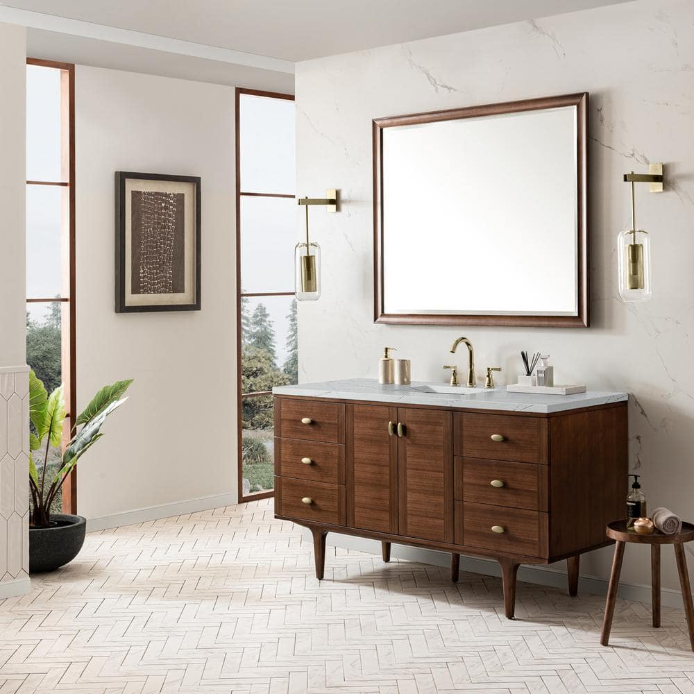 James Martin Vanities Amberly 60" Bathroom Vanity in Walnut with Quartz Top - Image 7