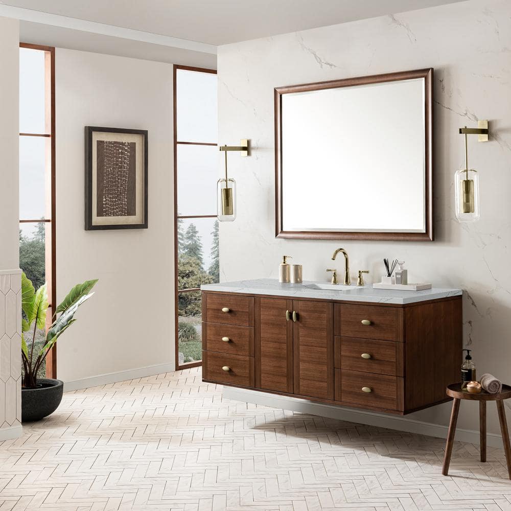 James Martin Vanities Amberly 60" Bathroom Vanity in Walnut with Quartz Top - Image 8