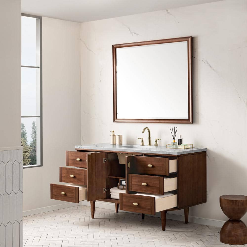James Martin Vanities Amberly 60" Bathroom Vanity in Walnut with Quartz Top - Image 9
