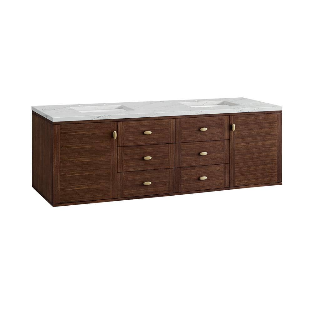 James Martin Vanities Amberly 72" Bathroom Vanity in Walnut with Quartz Top - Image 4