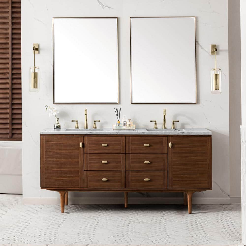 James Martin Vanities Amberly 72" Bathroom Vanity in Walnut with Quartz Top - Image 7