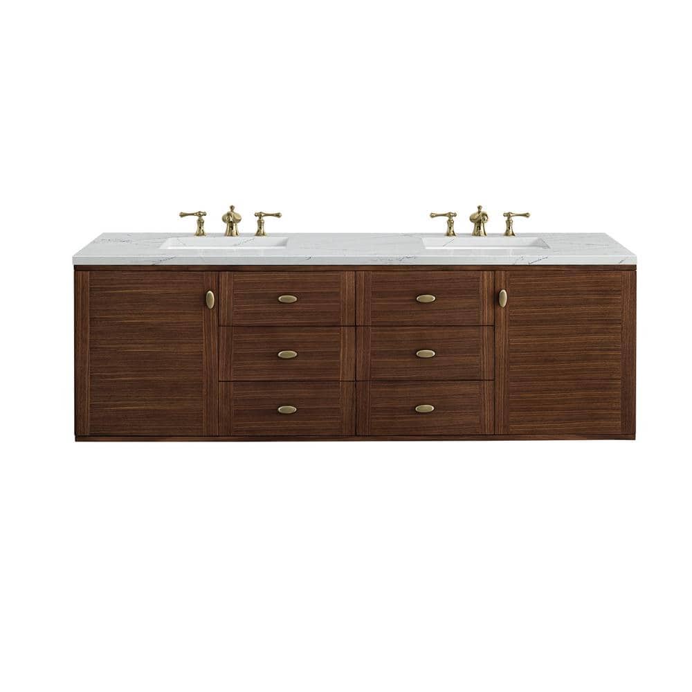 James Martin Vanities Amberly 72" Bathroom Vanity in Walnut with Quartz Top - Image 3
