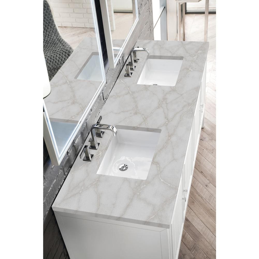 James Martin Vanities Athens 72" Double Bathroom Vanity in Glossy White with Quartz Top - Image 7