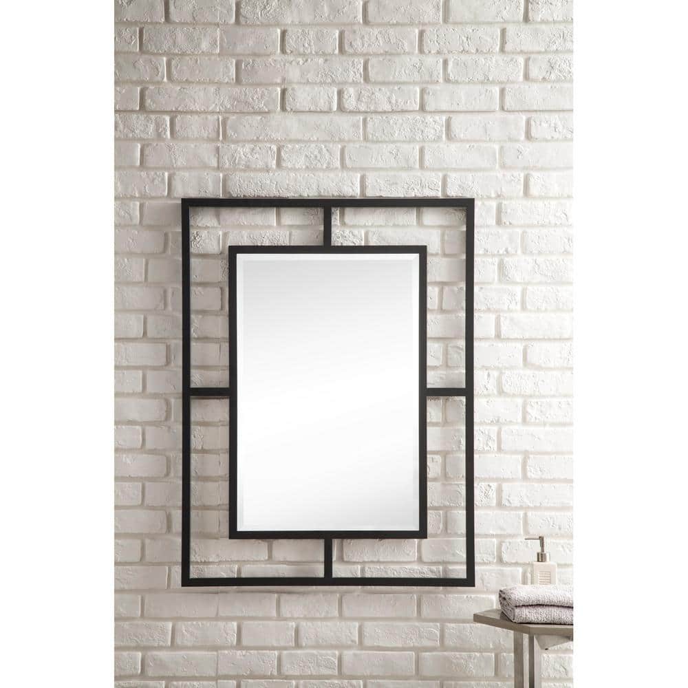 James Martin Vanities Boston Matte Black Rectangular Wall Mirror - 30x40 Inches - Image 2